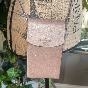 Kate Spade Glittery North South Flap Phone Crossbody Bag ♠️ EUC